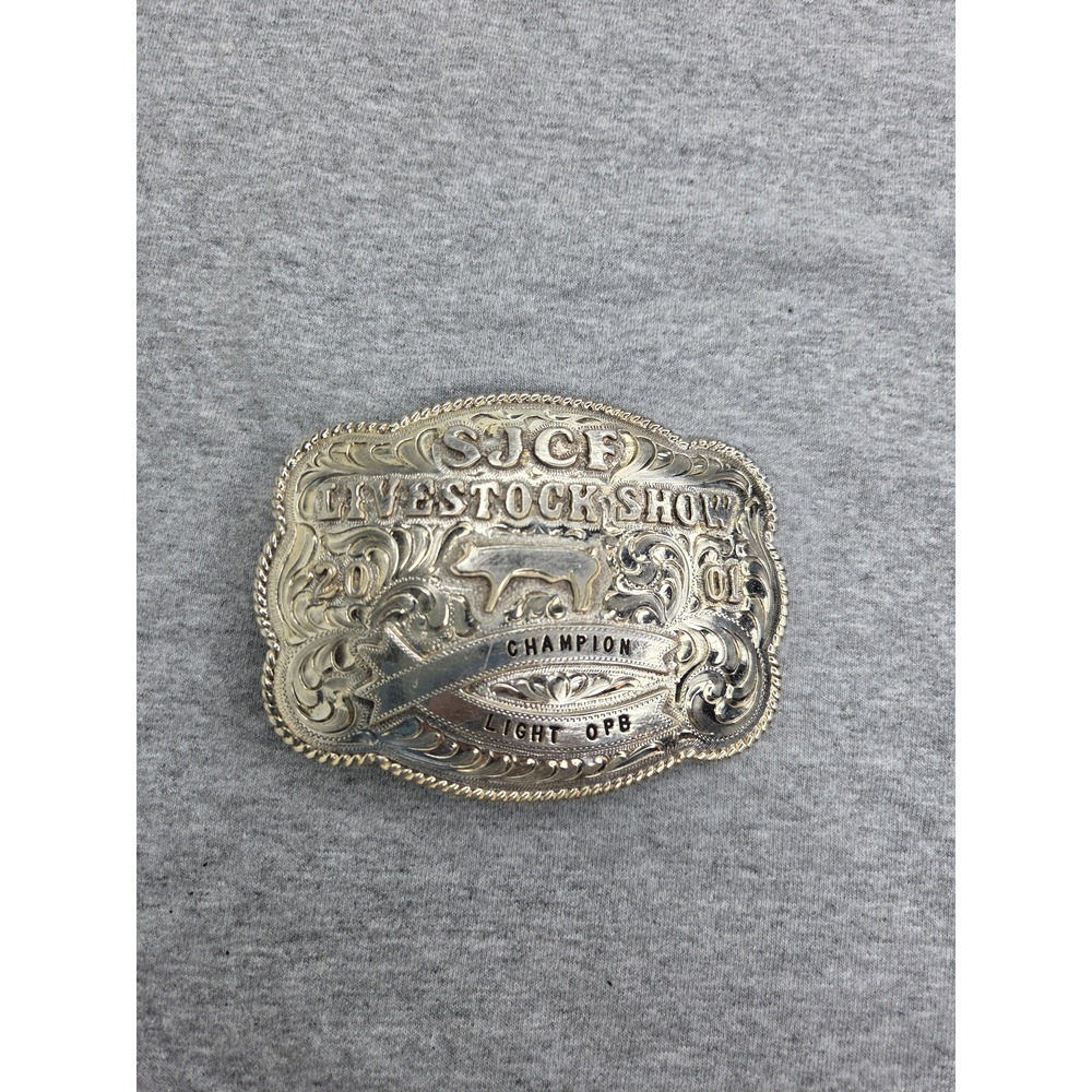 Vintage Large SJCF San Joaquin County Fair Livestock Champion 2001 Buckle